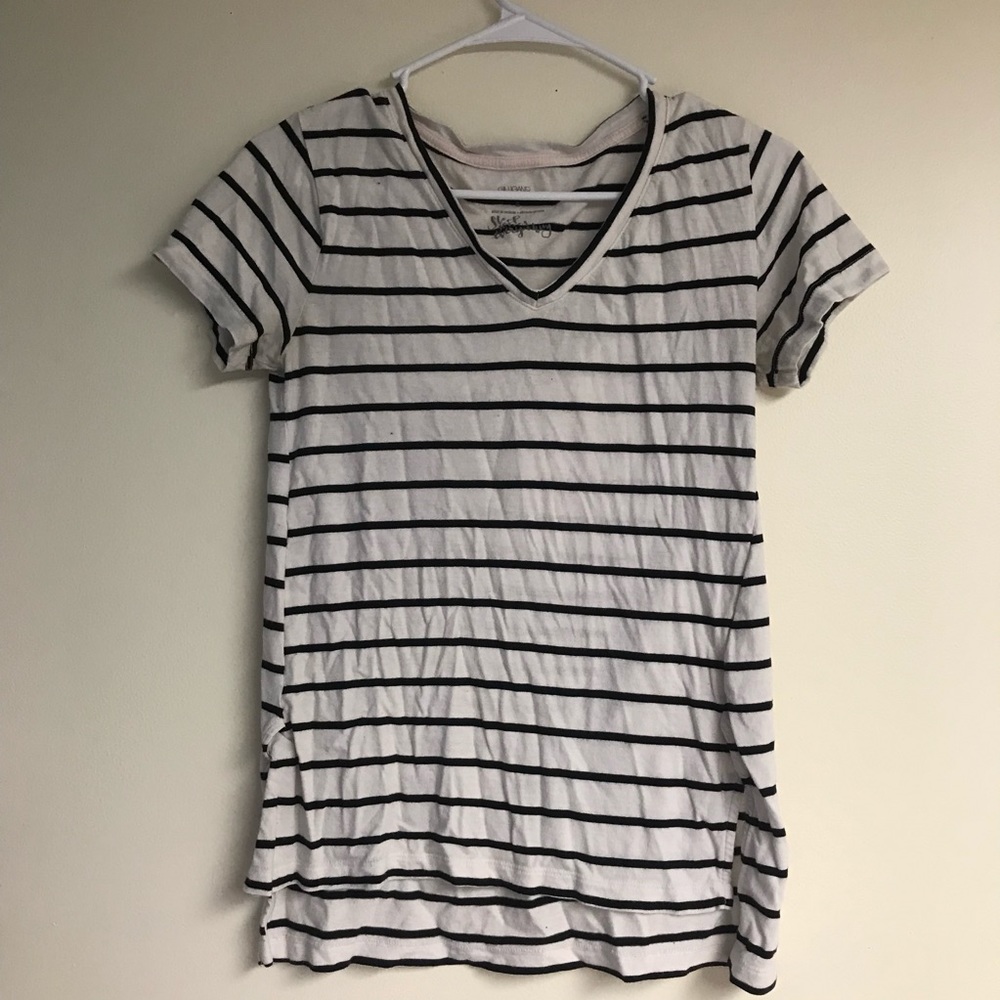 Black And White Striped Tee